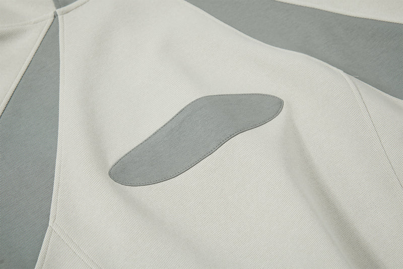 Oversize-Patchwork-Hoodie – grauer, zweifarbiger Streetwear-Pullover
