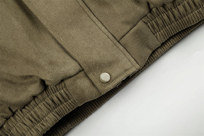 Veste homme doublée sherpa, bomber à col en fourrure avec écusson croix et détails à boucle