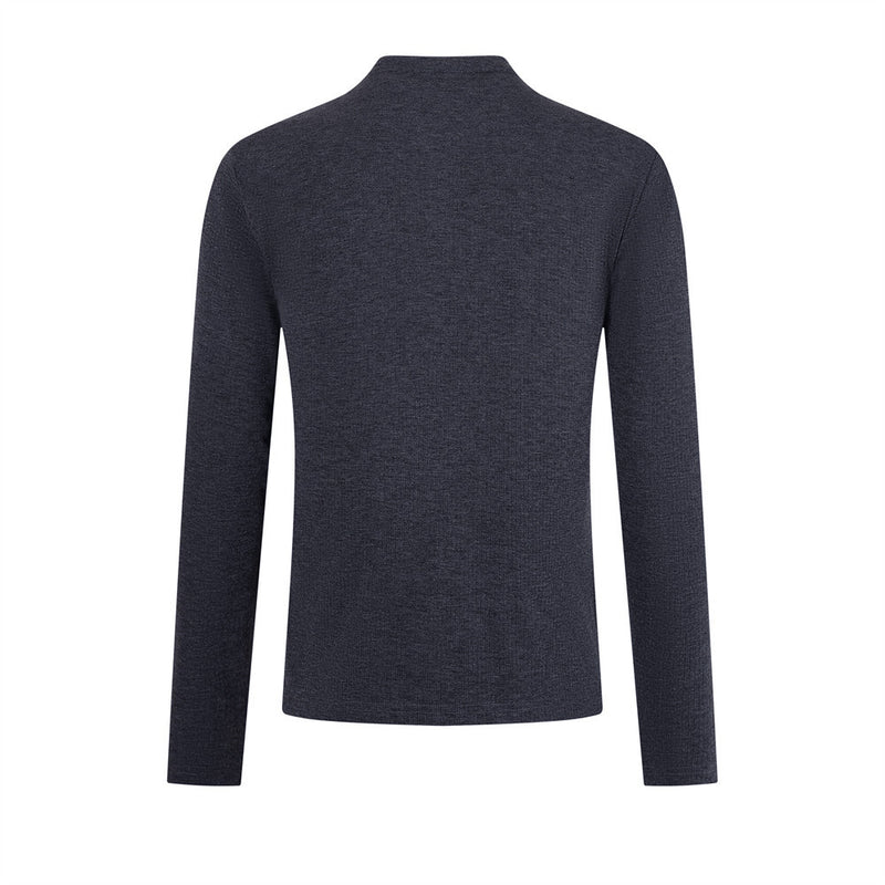 Henley Shirt Long Sleeve Men's Slim-Fit Stand Collar Button Placket Top