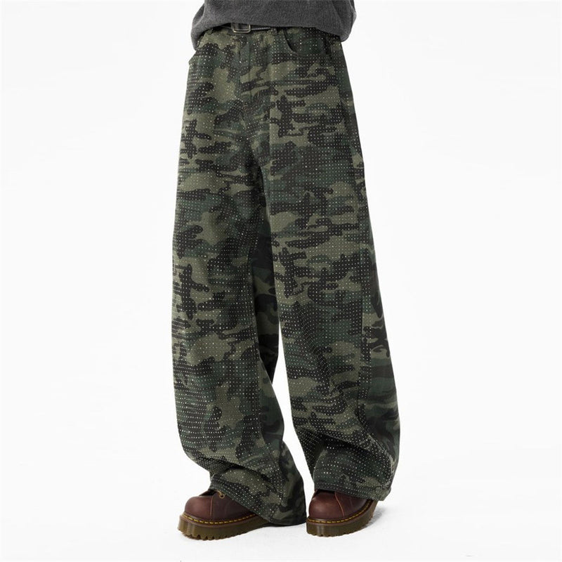 Camo-Hose mit weitem Bein und durchgehendem Strassdetail