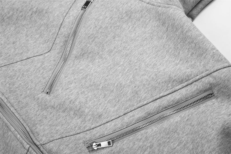 Oversize-Zip-Hoodie in Grau mit Details aus mehreren Reißverschlüssen