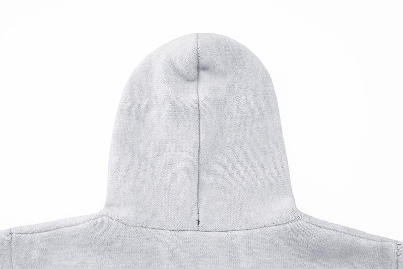 Gothic Cross Knit Zip-Up Hoodie with Old English Sleeve Script