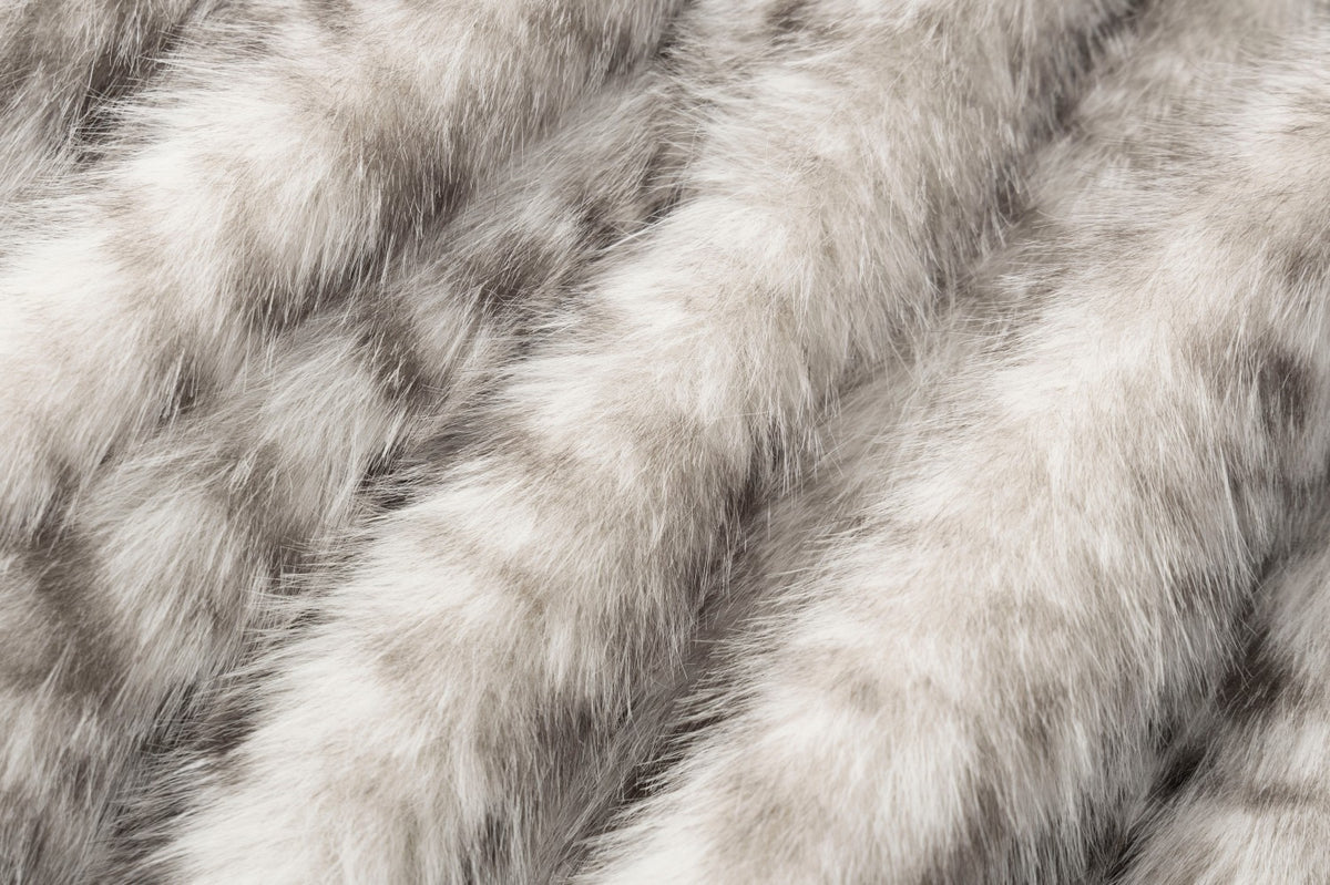 Faux Fur Leopard Print Jacket – Grey Snow Leopard Short Coat