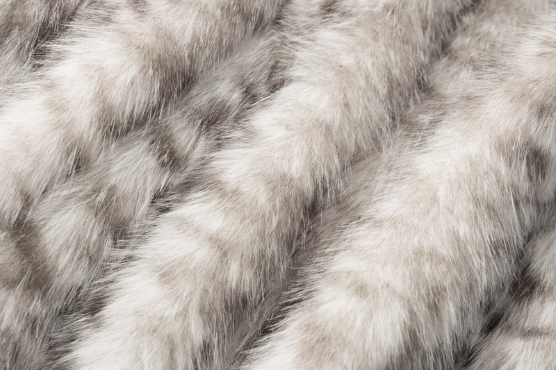 Faux Fur Leopard Print Jacket – Grey Snow Leopard Short Coat
