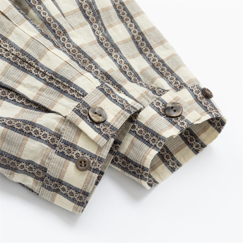 Oversized Plaid Long Sleeve Button-Up Shirt – Relaxed Fit Vintage Check