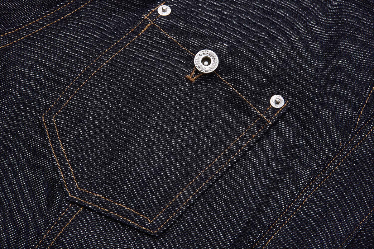 Dark Indigo Denim Moto Jacket – Stand Collar, Cropped Fit, Snap Buttons