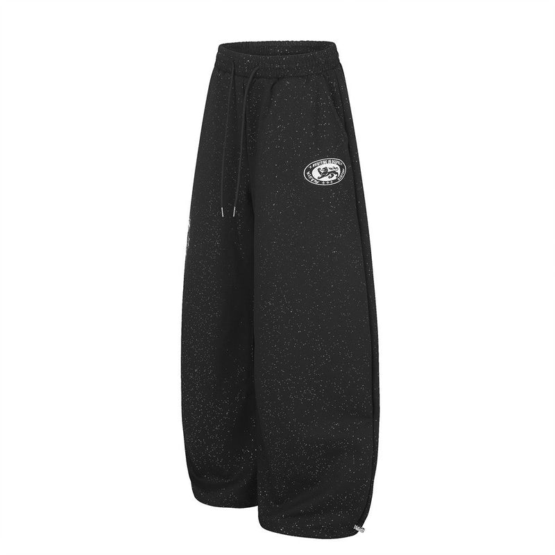 Baggy Track Pants Mens Wide-Leg Star Graphic Sweatpants with Glitter Fabric