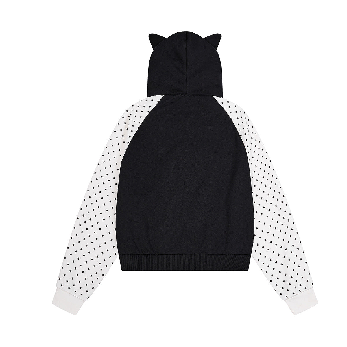 Hoodie zippé à oreilles de chat avec manches raglan étoilées et poches-pattes