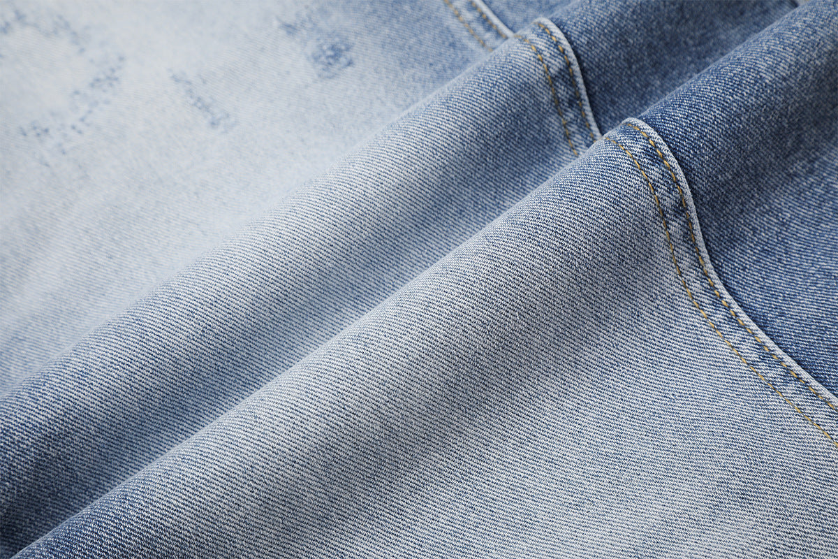 Light Blue Baggy Jeans – Double Waistband Wide-Leg Denim