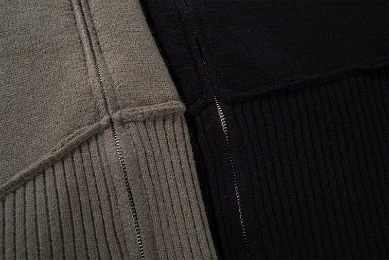 Veste pull en maille à col montant et zip intégral avec bas côtelé