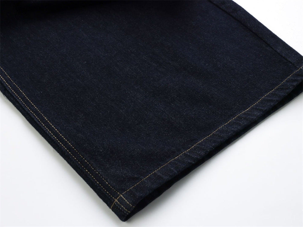 Wide-Leg Dark Indigo Jeans – Oversized Silhouette with Star Charm Belt &