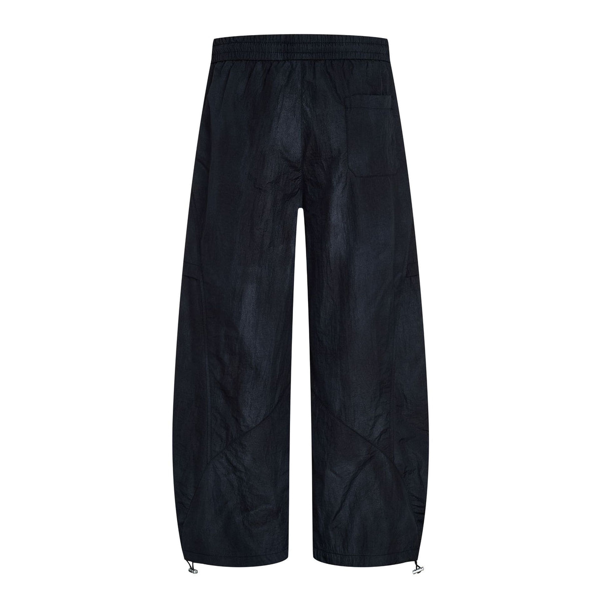 Wide-Leg Parachute Cargo Pants – Oversized Crinkle Nylon Drawstring Trousers