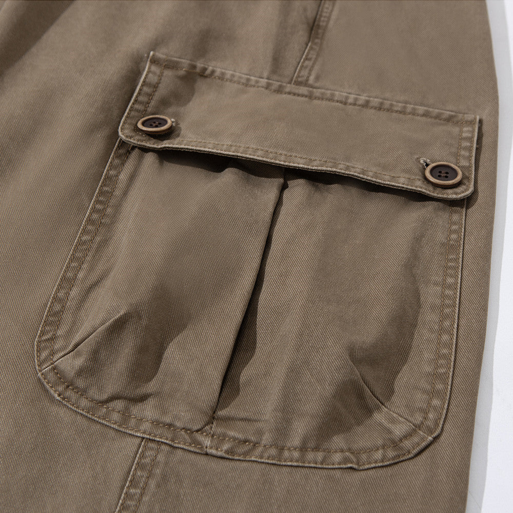 Wide-Leg Cargo Pants – Relaxed Fit Multi-Pocket Straight Trousers