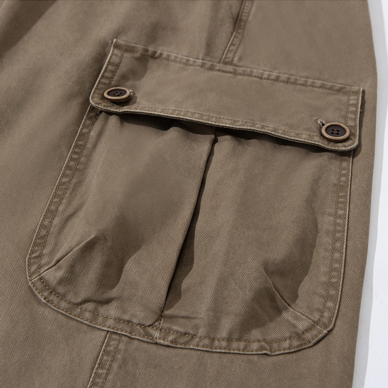 Wide-Leg Cargo Pants – Relaxed Fit Multi-Pocket Straight Trousers