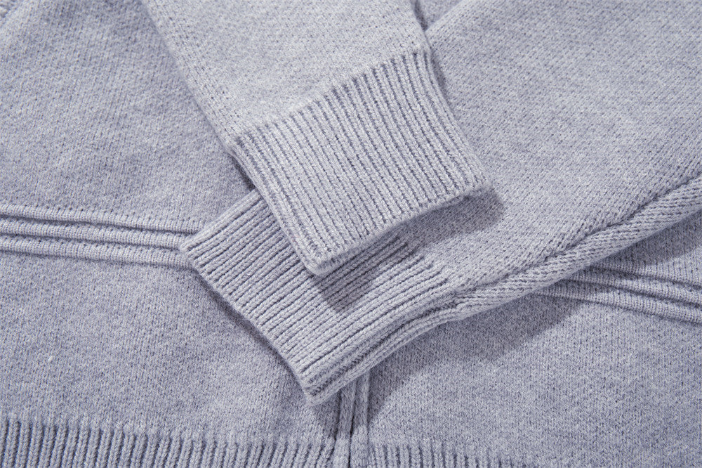 Cardigan zippé en maille à galons militaires – Col montant oversize avec