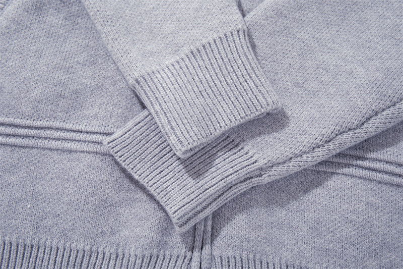 Cardigan zippé en maille à galons militaires – Col montant oversize avec