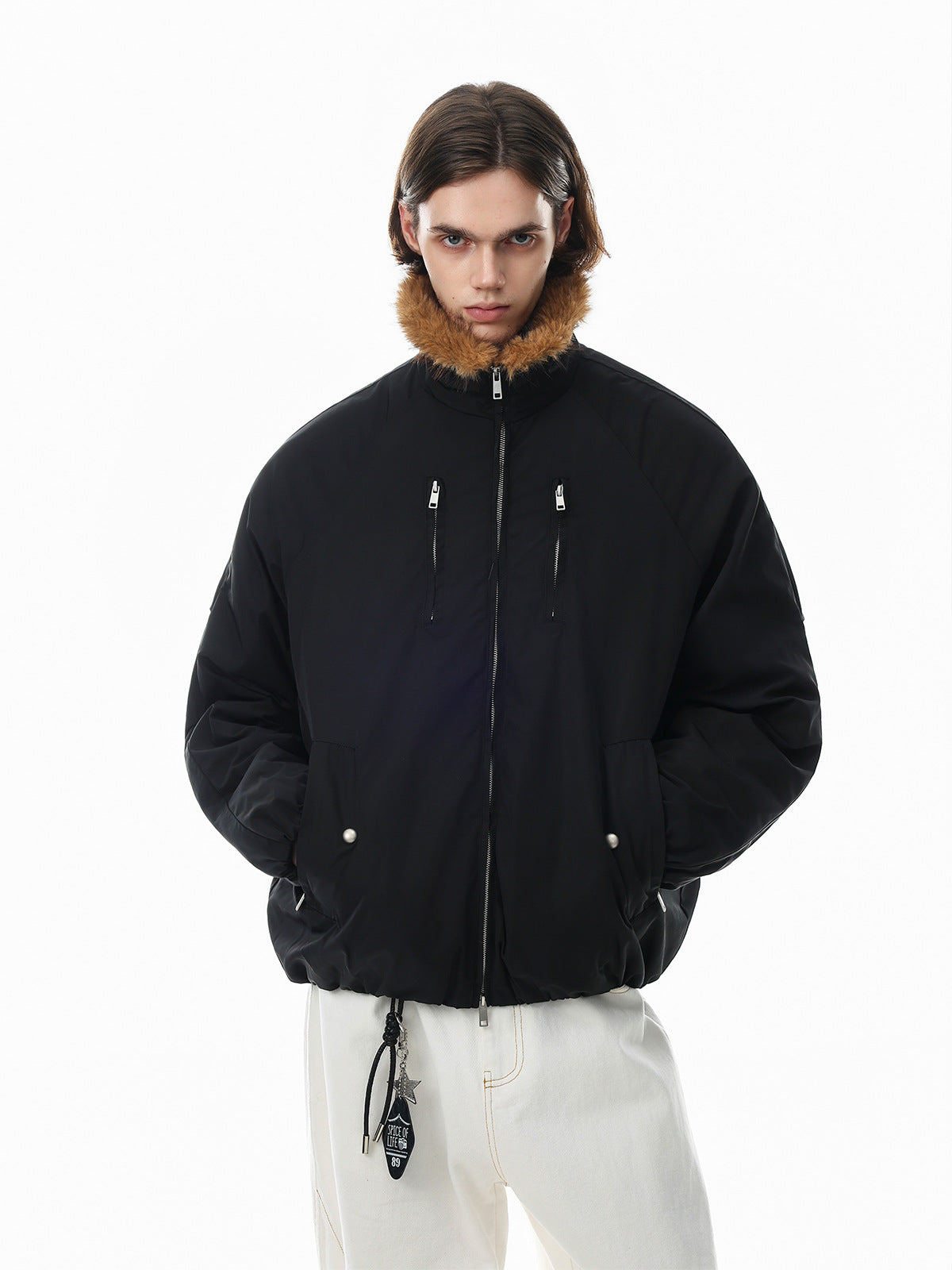 Faux Fur Collar Padded Bomber Jacket – Oversized Winter Puffer