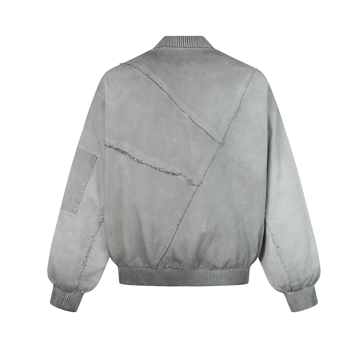 Dekonstruierte Patchwork-Bomberjacke – Gewaschener Vintage-Distressed-Baseballmantel