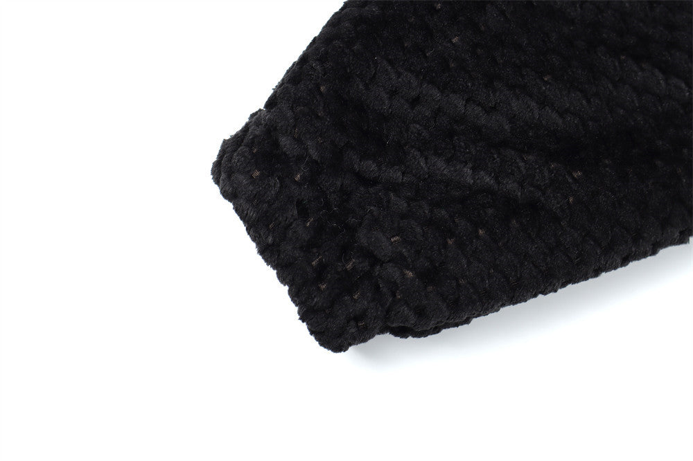Sudadera con Capucha de Felpa Sherpa con Cremallera – Bordado de Letras Extragrande y Bajo con Cordón