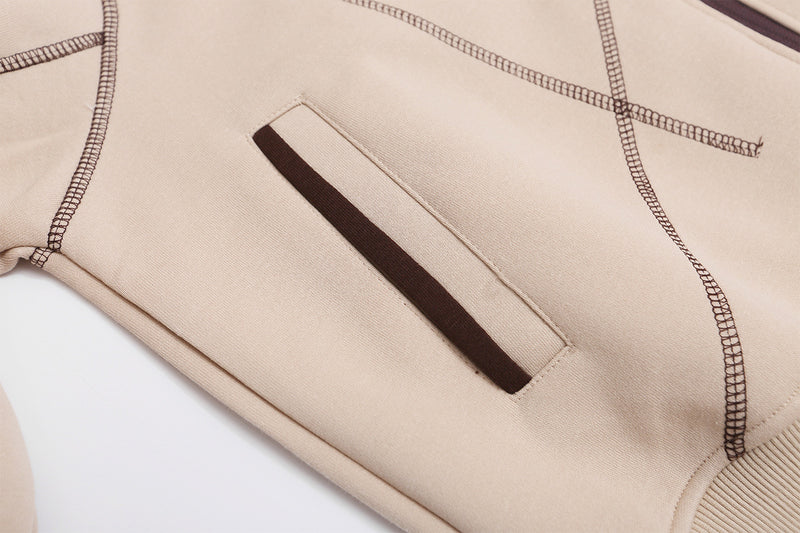 Zip-Hoodie mit kontrastierenden Steppnähten – Kurzer, sportlicher Fit