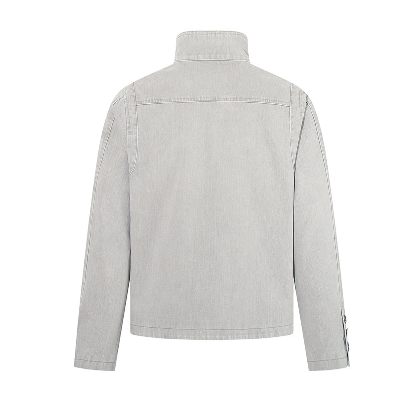 Asymmetrische Jeansjacke mit doppeltem Knopfverschluss – Vintage-Workwear-Stil