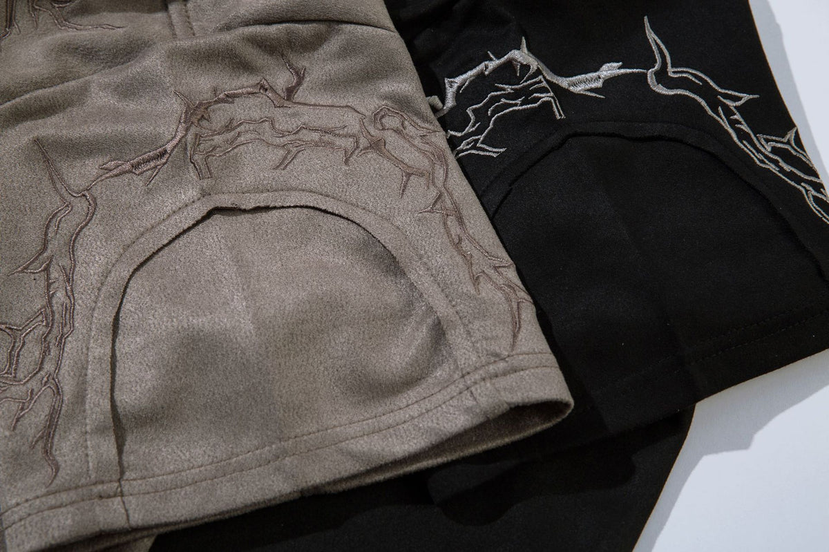 Oversized Gothic-T-Shirt mit Dornenstickerei – Kurzarmshirt im American-Streetwear-Stil