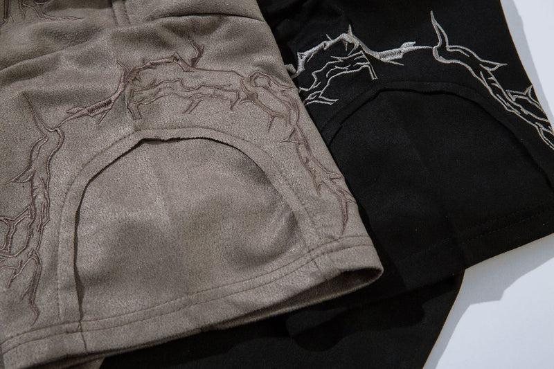 Oversized Gothic-T-Shirt mit Dornenstickerei – Kurzarmshirt im American-Streetwear-Stil