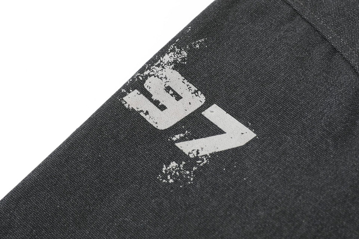 Washed Pullover Training Jacket with Polo Collar and Varsity Graphic Print