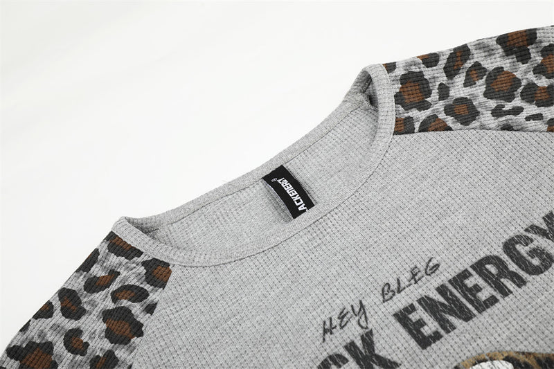 Leopard Print Raglan Long Sleeve Tee – Men's Streetwear Graphic Shirt