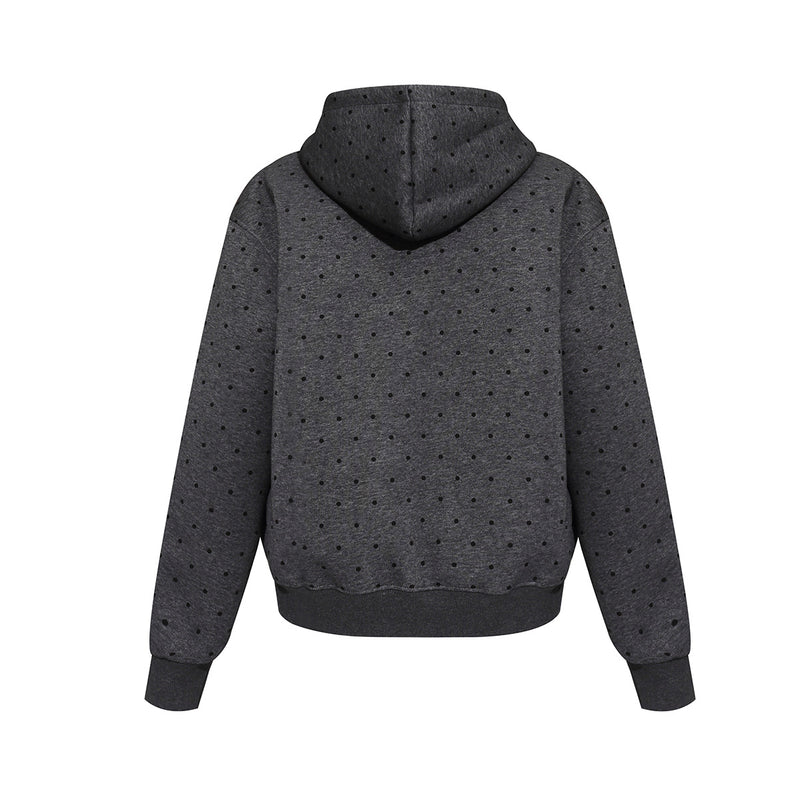 Punktierter Zip-Hoodie mit Street-Grafikprint und seitlichen Streifendetails