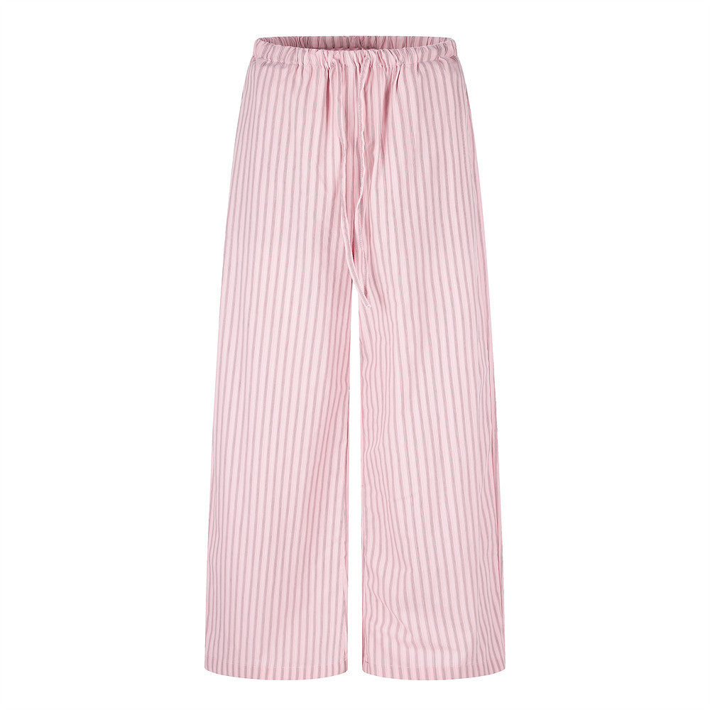 Striped Wide-Leg Lounge Pants – Relaxed Fit Drawstring Trousers