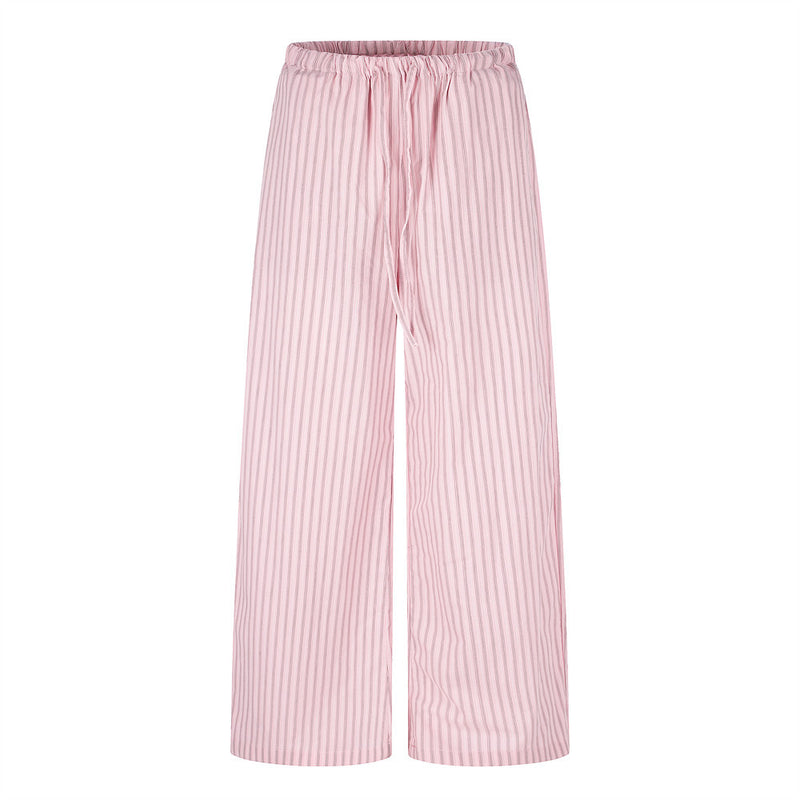 Striped Wide-Leg Lounge Pants – Relaxed Fit Drawstring Trousers