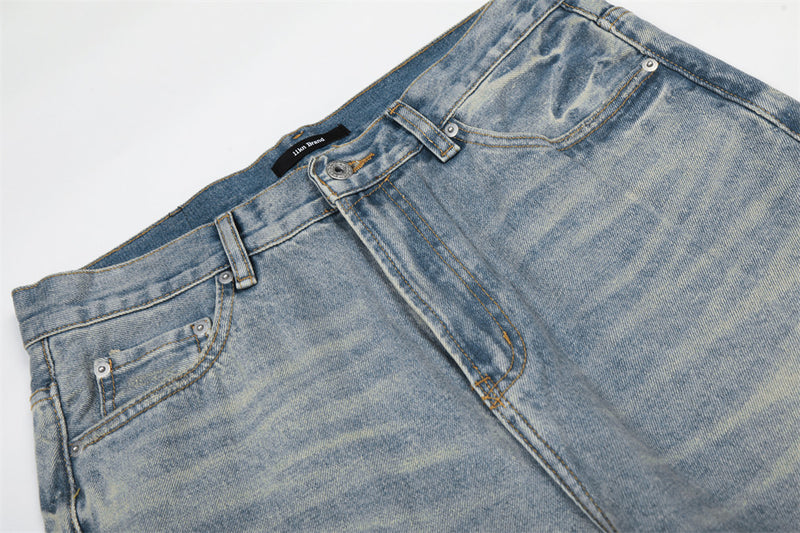 Wide-Leg Straight Jeans – American Vintage Washed Denim