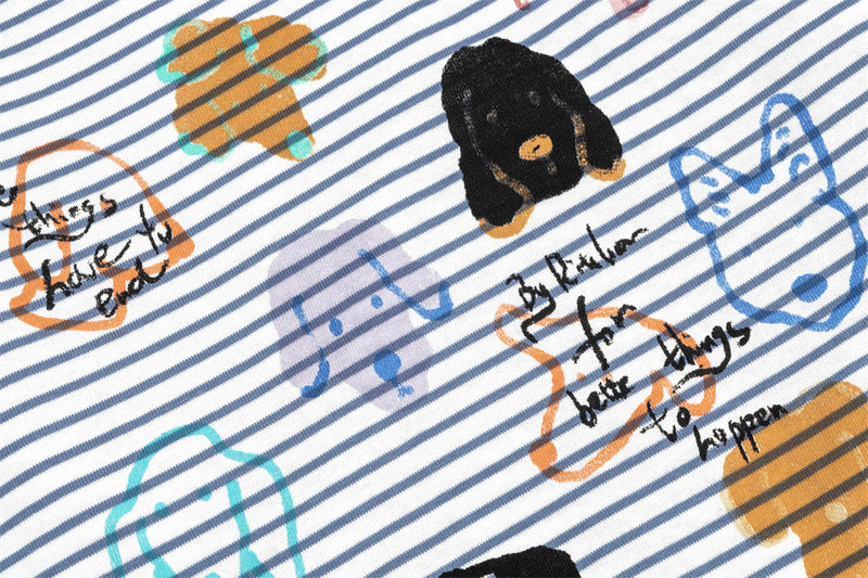 Camiseta de manga larga a rayas con estampado gráfico de perro, corte relajado