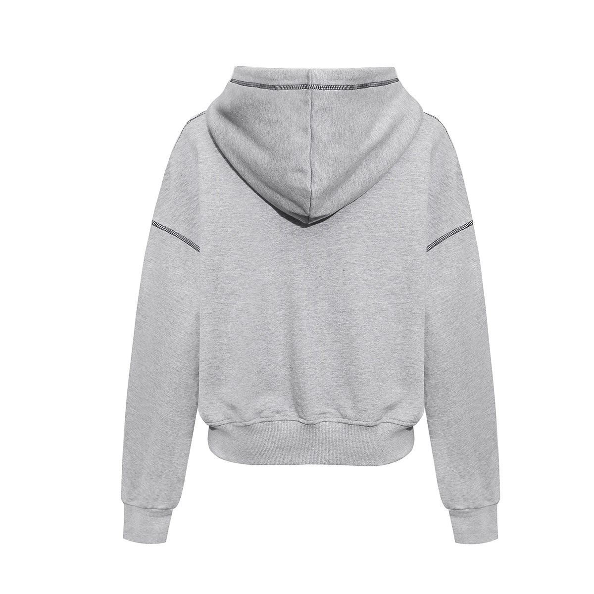 Hoodie zippé avec imprimé gothique Grind Hard et surpiqûres contrastantes