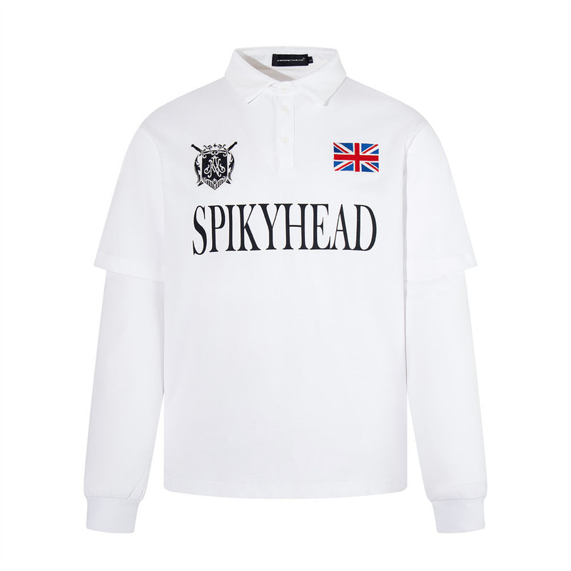 Spikyhead Faux Two-Piece Long Sleeve Polo Shirt – Oversized British Crest