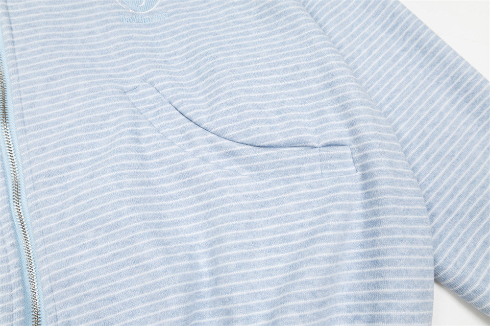 Striped Zip-Up Hoodie – Relaxed Fit Men's Full-Zip Sweatshirt
