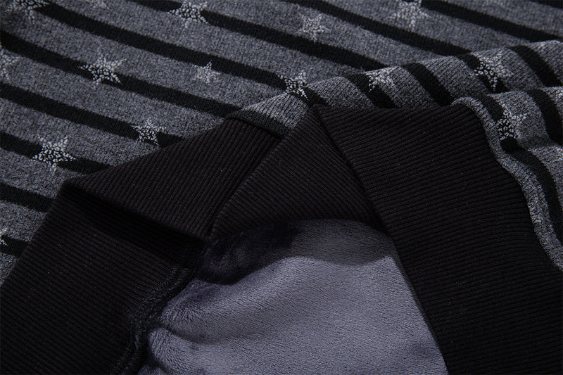 Striped Star Print Zip-Up Hoodie – Relaxed Fit Full-Zip Sweatshirt