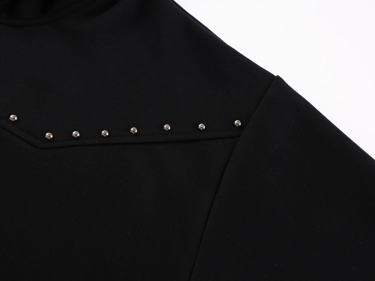 Designer Zip-Up Hoodie with Metal Stud Detail — Heavyweight Oversized Fit