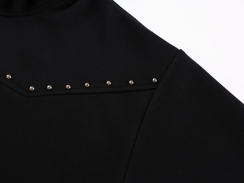 Designer Zip-Up Hoodie with Metal Stud Detail — Heavyweight Oversized Fit
