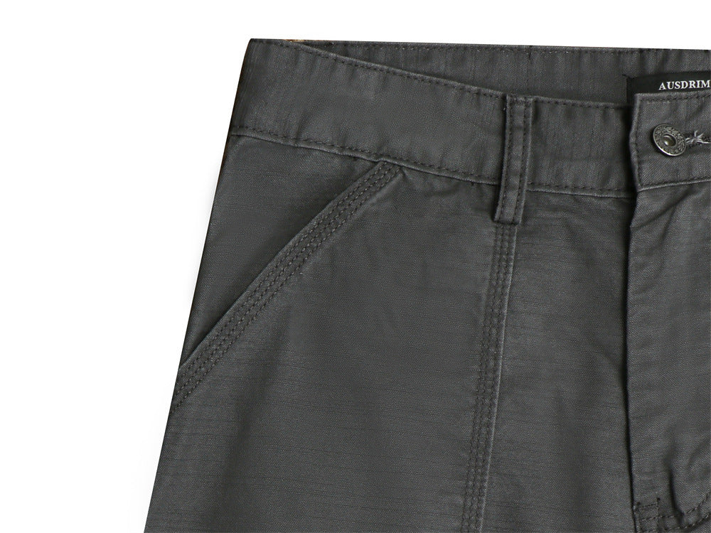 Herren-Wide-Leg-Cargohose – Grau, Gerader Fit mit mehreren Taschen