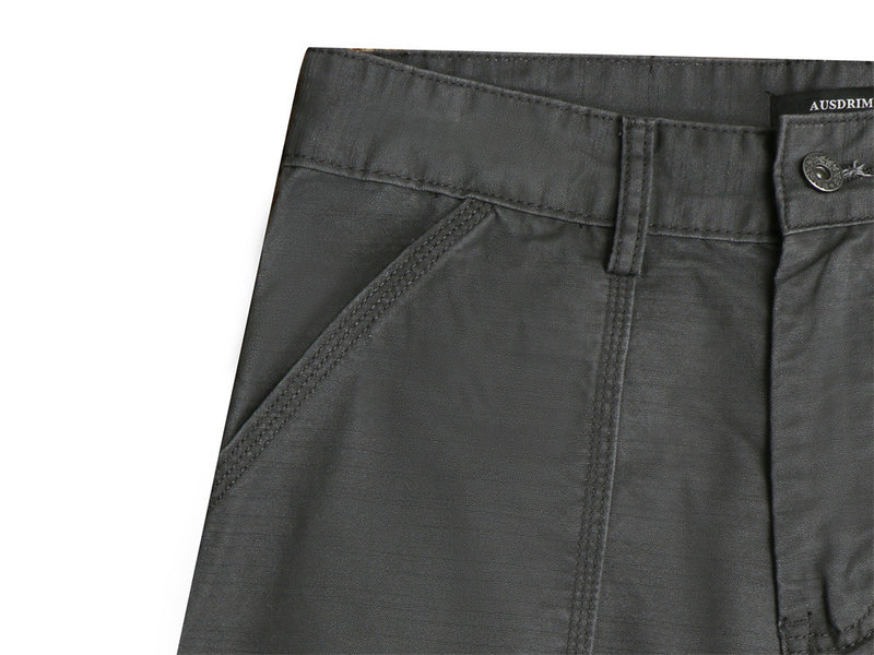 Herren-Wide-Leg-Cargohose – Grau, Gerader Fit mit mehreren Taschen