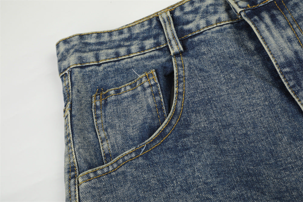Jean barrel large pour homme – Denim punk streetwear oversize avec motif au dos
