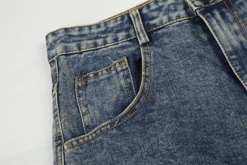 Jean barrel large pour homme – Denim punk streetwear oversize avec motif au dos