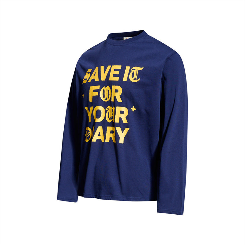 Gothic Letter Print Long Sleeve Tee – Relaxed Fit Crew Neck Graphic Shirt