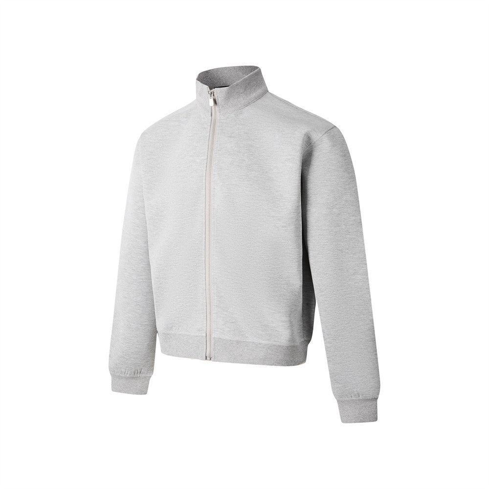 Mock Neck Full-Zip Sweatshirt Jacket – Relaxed Fit Fleece Zip-Up