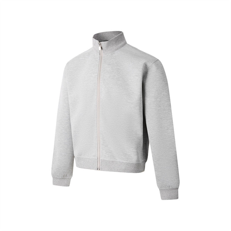 Mock Neck Full-Zip Sweatshirt Jacket – Relaxed Fit Fleece Zip-Up