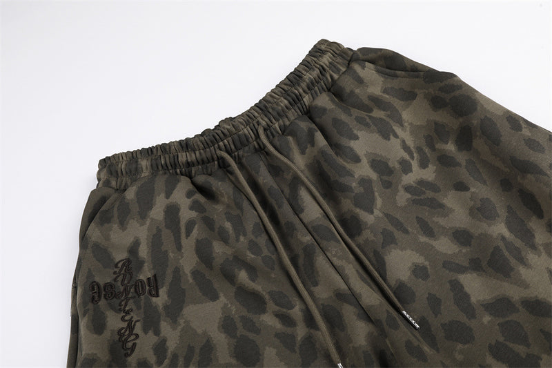 Wide-Leg Leopard Print Sweatpants with Faux Fur Cargo Pocket – Men's Relaxed Fit