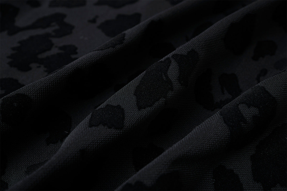 Leopard Print Turtleneck Long Sleeve Slim-Fit Shirt