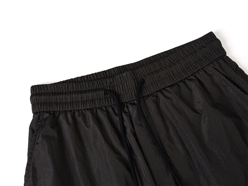 Wide-Leg Parachute Cargo Pants – Oversized Crinkle Nylon Drawstring Trousers